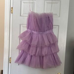 Entro Lilac Tulle Strapless Mini Dress NWT